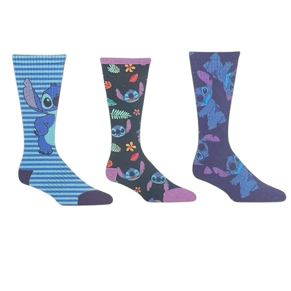 Disney Stitch Colorful Crew Socks Trio Size: 9-13 - Picture 1 of 5
